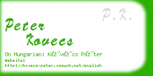 peter kovecs business card